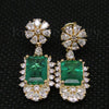 Emerald and Diamond 585 Gold Drop Earrings