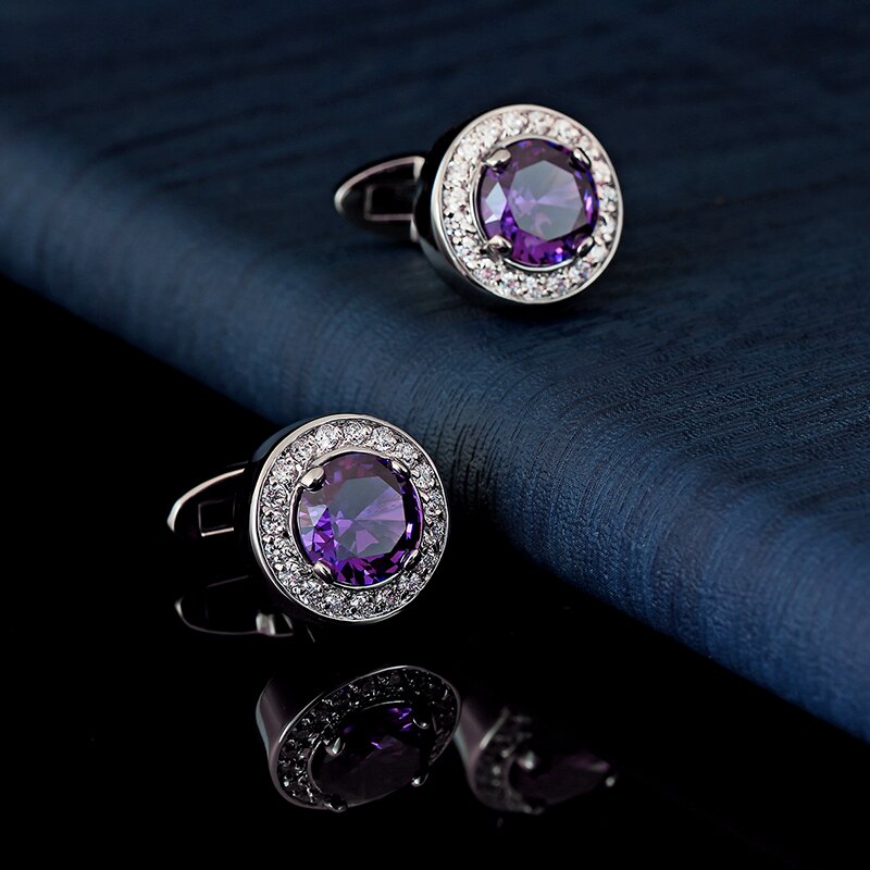 Purple crystal cufflinks