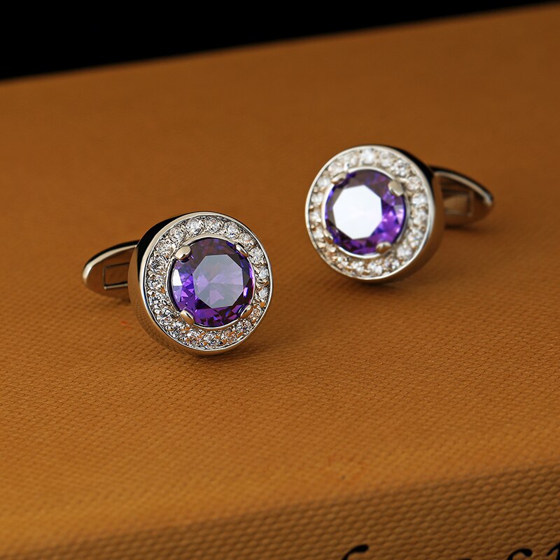 Purple crystal cufflinks