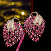 Pink Red Ruby and Diamond Earrings