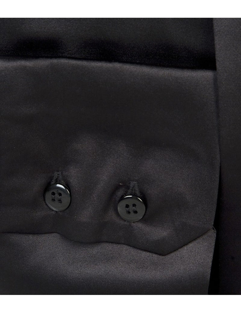 Black Fitted Satin Blouse, Pussy Bow