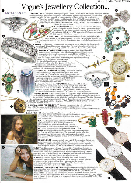 Vogue, October 2014. Vogue's Jewellery Collection... 2. Miss Cufflinks