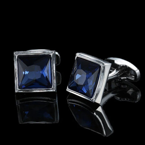 RHINESTONE CLOVER BUTTON FORMAL CUFFLINKS