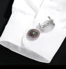 Silver Pink Crystal Button cufflinks