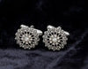 Silver crystal pearl round cufflinks