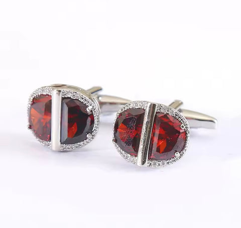 RHINESTONE CLOVER BUTTON FORMAL CUFFLINKS
