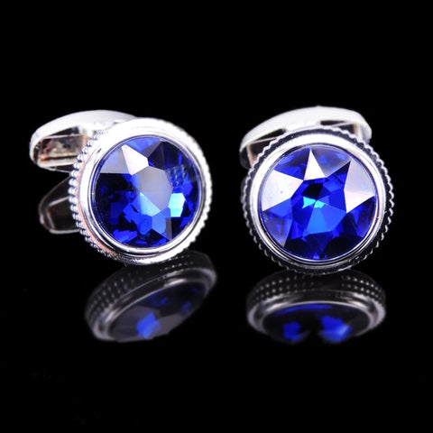 RHINESTONE CLOVER BUTTON FORMAL CUFFLINKS