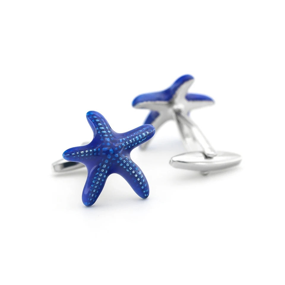 Blue starfish cufflinks