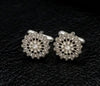 Silver crystal pearl round cufflinks
