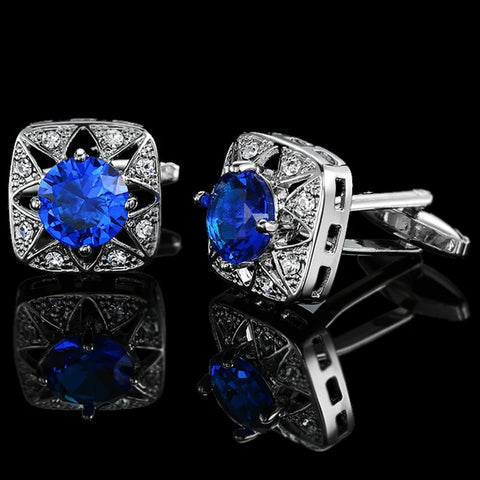 RHINESTONE CLOVER BUTTON FORMAL CUFFLINKS