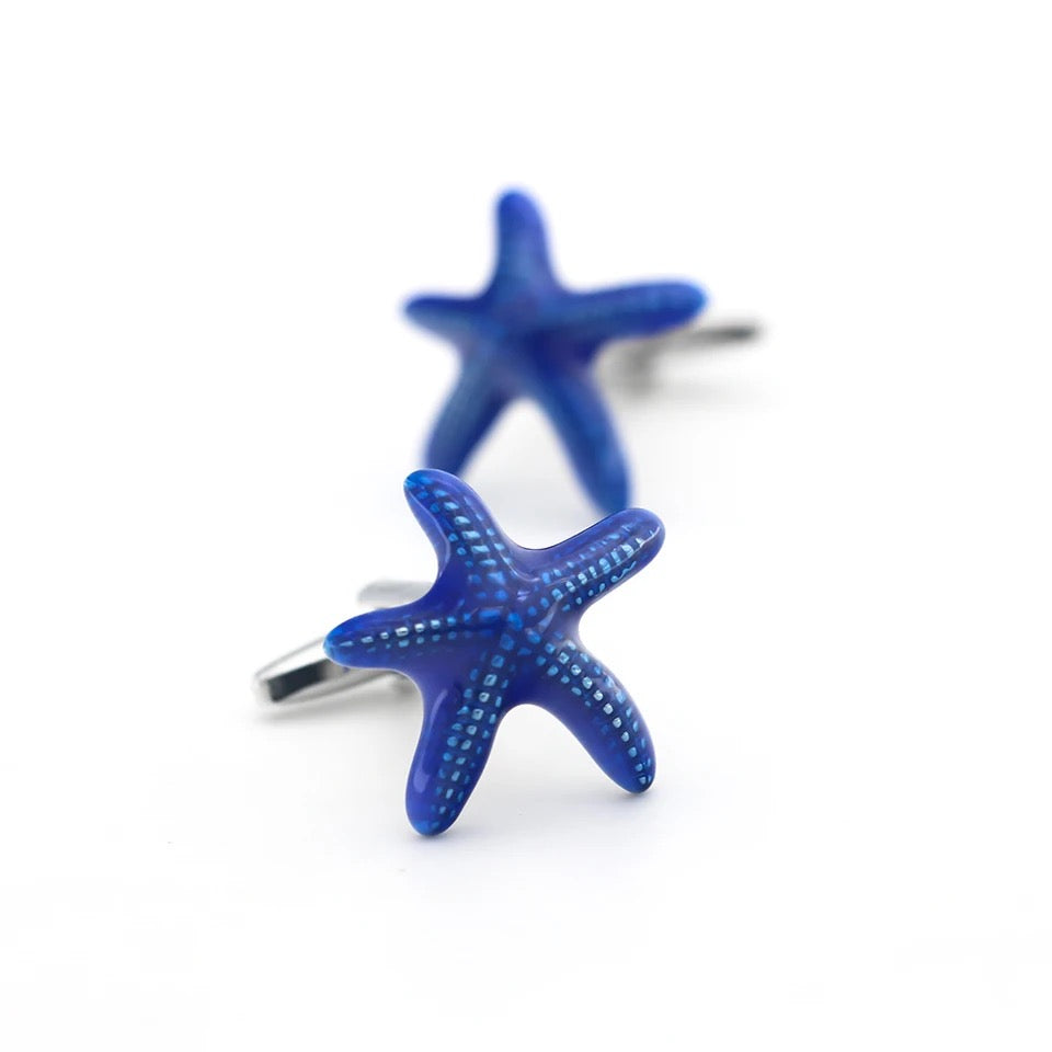 Blue starfish cufflinks