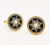 Gold pearl round cufflinks