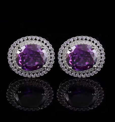 RHINESTONE CLOVER BUTTON FORMAL CUFFLINKS
