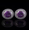 Silver purple OVAL CUFFLINKS