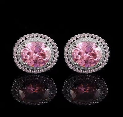 RHINESTONE CLOVER BUTTON FORMAL CUFFLINKS