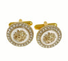 Gold crystal round cufflinks