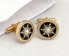 Gold pearl round cufflinks