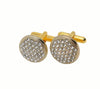 Gold crystal round cufflinks