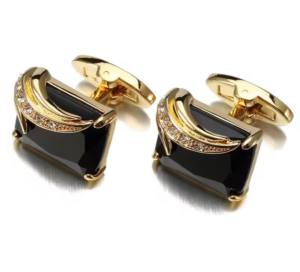 Gold plated black cufflinks