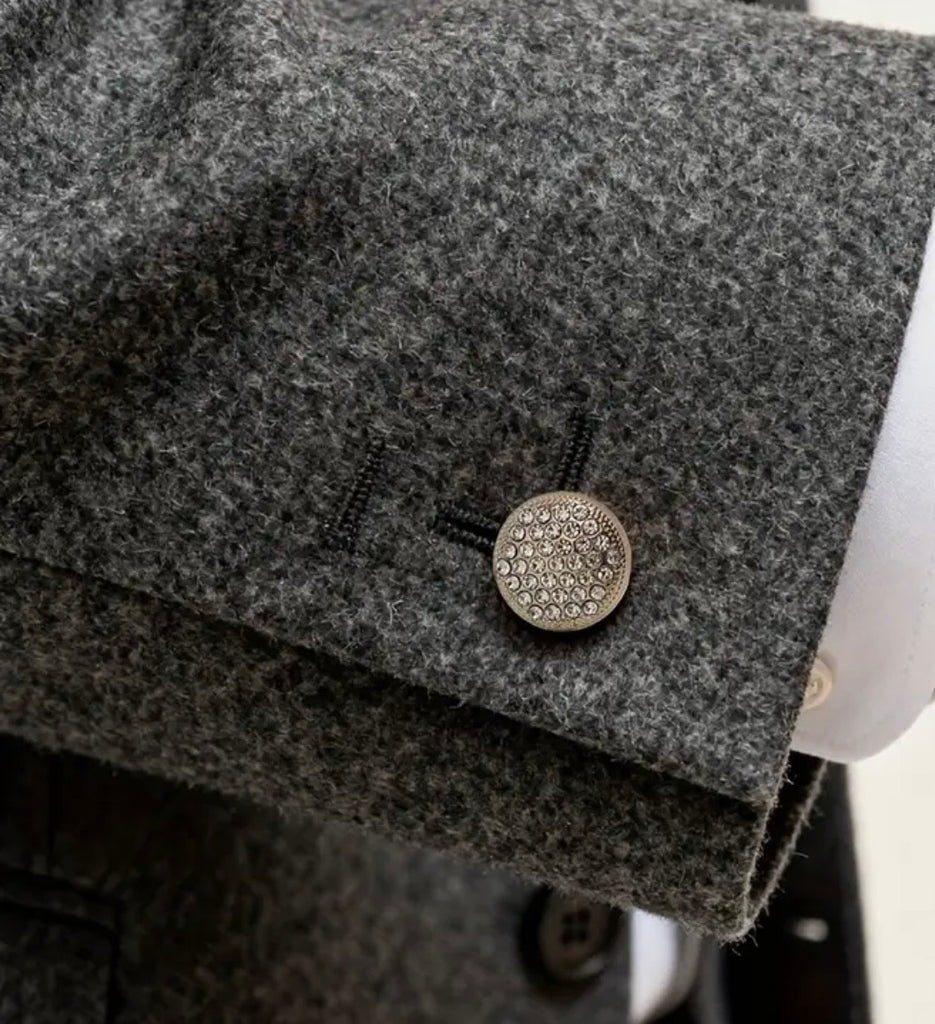 Gold crystal round cufflinks