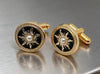 Gold pearl round cufflinks