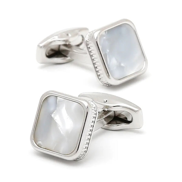 SILVER MOTHER OF PEARL CRYSTAL CUFFLINKS