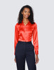 Paprika Vintage Collar Satin Shirt - Single Cuff
