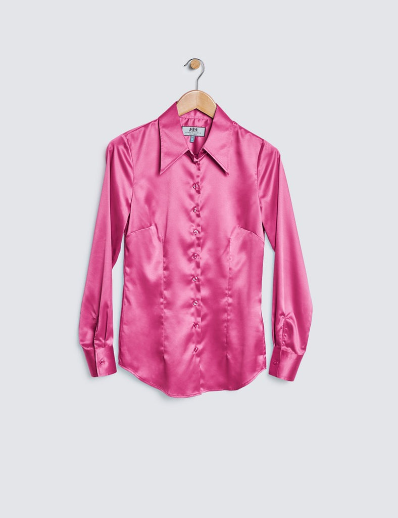 Peony Vintage Collar Satin Shirt - Single Cuff