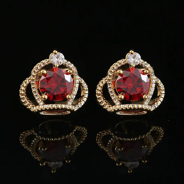CROWN GOLD CRYSTAL CUFFLINKS