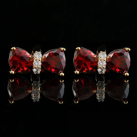 RED CRYSTAL gold CUFFLINKS