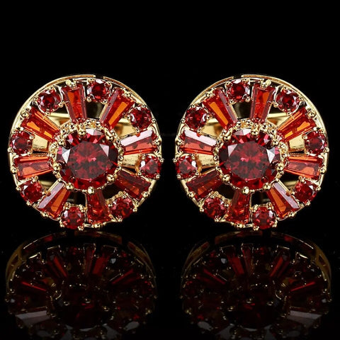 RED CRYSTAL gold CUFFLINKS