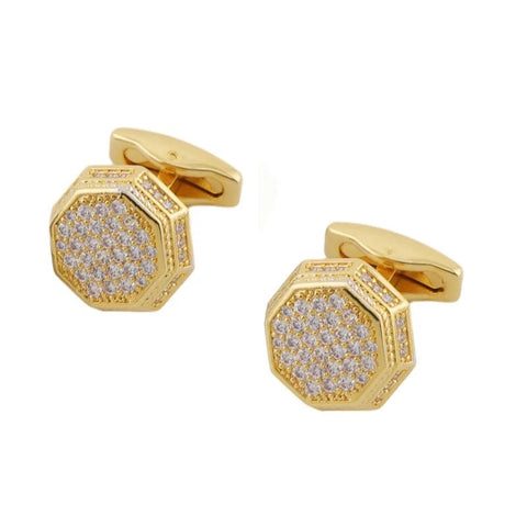 Crystal rhinestone GOLD CUFFLINKS