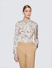 Cream & Gold Chain Print shirt - Single Cuff - Pussy Bow
