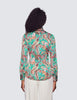 Green & Orange shirt - Single Cuff - Pussy Bow