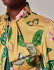 Yellow & Green Tropical shirt - Single Cuff - Pussy Bow
