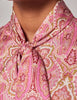 Pink & Green Paisley shirt - Single Cuff - Pussy Bow
