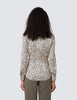 Cream & Black Leopard Print shirt - Single Cuff - Pussy Bow