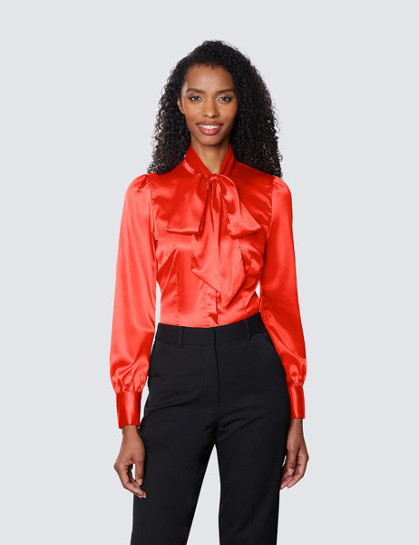 Paprika Fitted Luxury Satin Shirt - Single Cuff