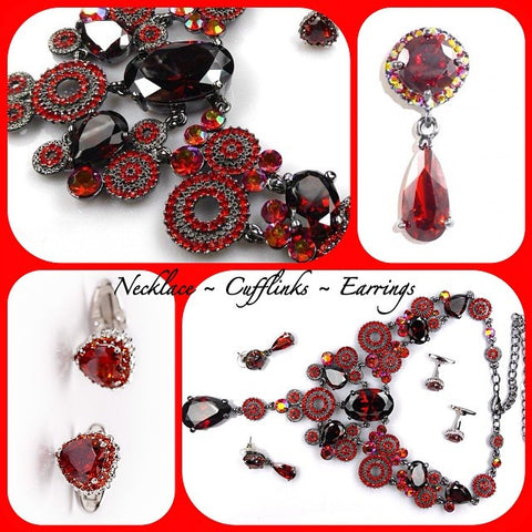 Red Crystal Necklace & earrings