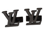 LV inspired black gun plated cufflinks