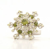 Olive/Peridot Silver Cufflinks and Necklace