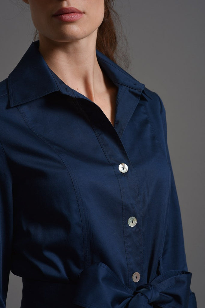 ELISABETH Classic Shirt Dress - Sapphire Blue size 10