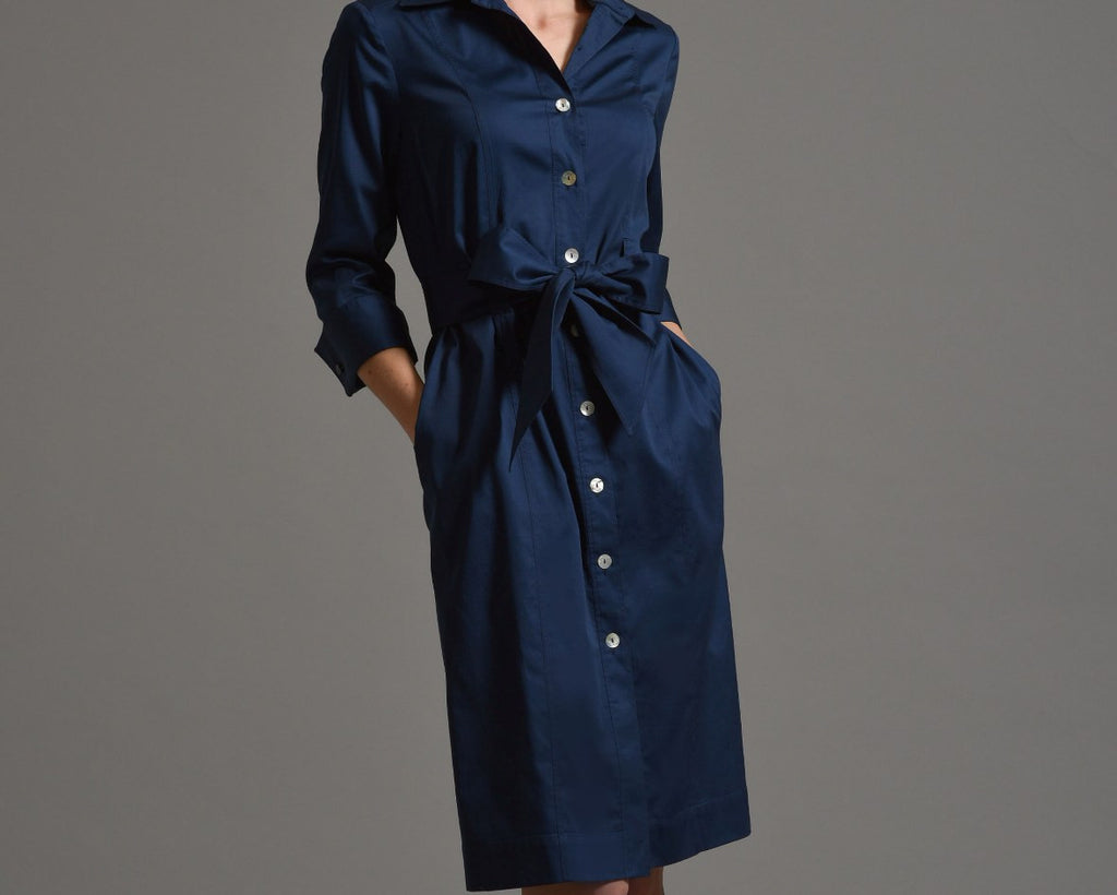 ELISABETH Classic Shirt Dress - Sapphire Blue size 14