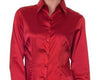 Luxury Red Satin Shirt, Double Cuff, size 12