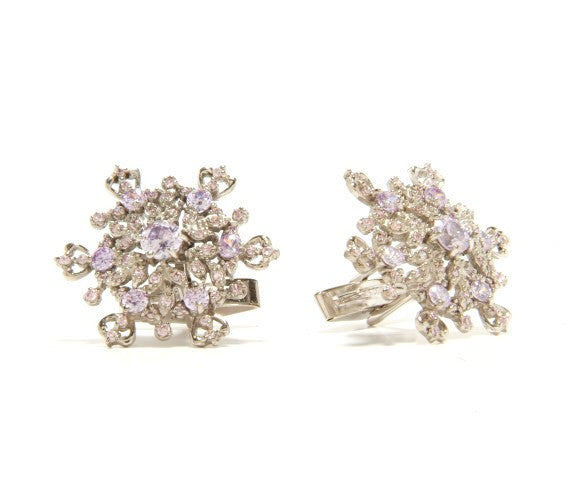 Lavender/Pink Silver Cufflinks