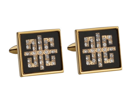 GOLD SQUARE CRYSTAL CUFFLINKS