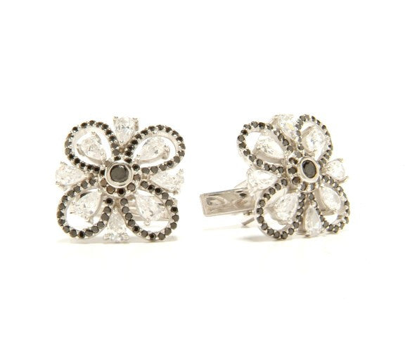 White/Black Silver Cufflinks