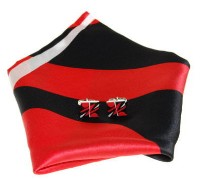 "Red Arrow"  Cufflinks with matching Scarf