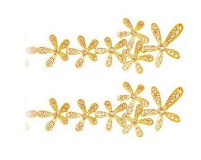 Rhinestone Long Snowflake Flower Earrings