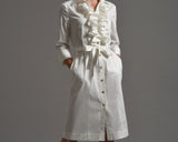 MARIA  Shirt Dress with Frill Front, Ivory size 14